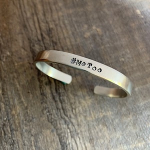 Hand Stamped #MeToo Bracelet: Awareness Jewelry, Sterling Silver, Brass, Copper