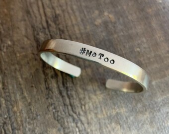 Hand Stamped #MeToo Bracelet: Awareness Jewelry, Sterling Silver, Brass, Copper
