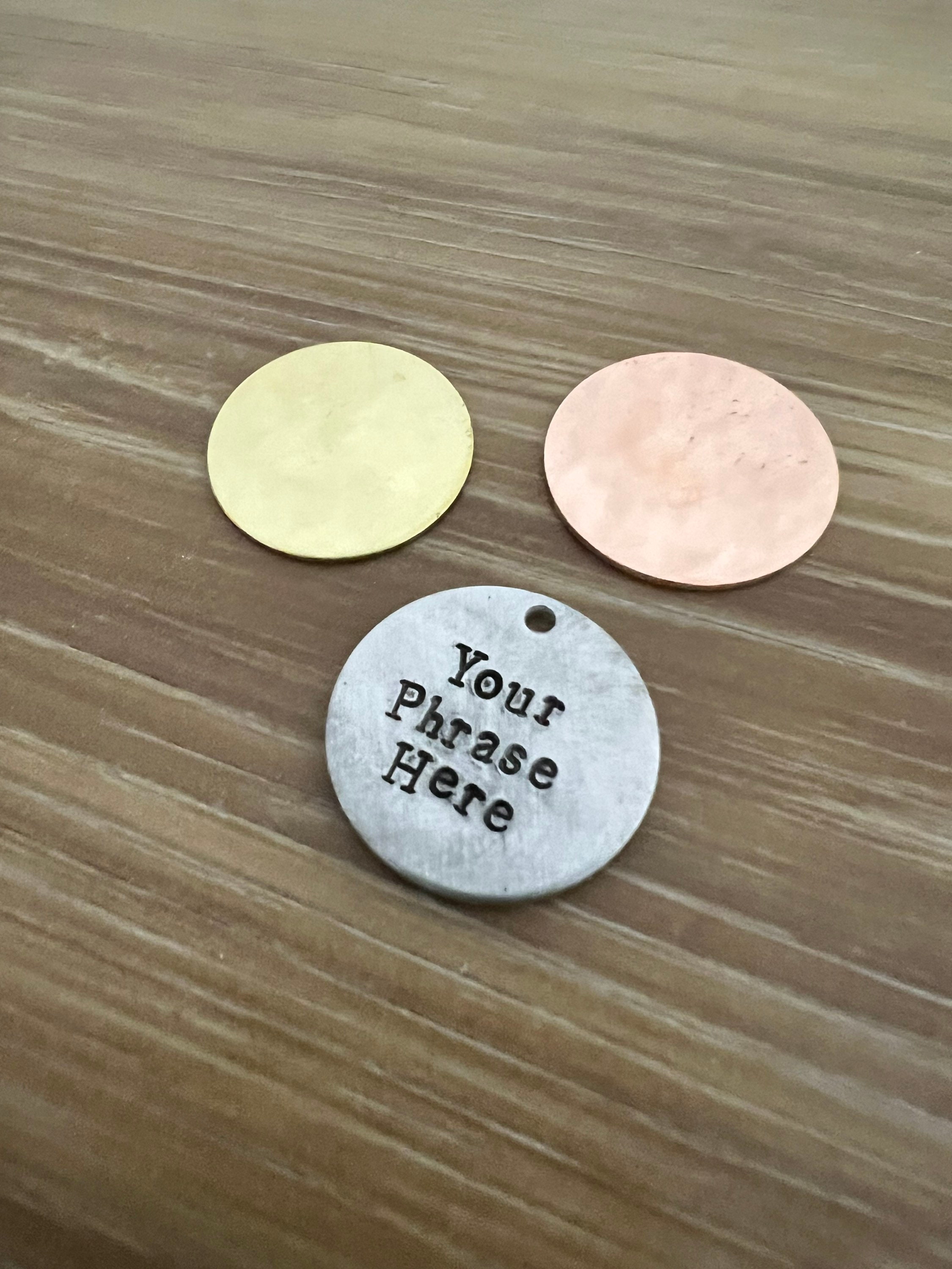 Custom Hand Stamped Charm: Personalized Aluminum, Brass, or Copper, view 2