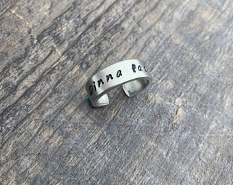 Dinna Fash- Hand Stamped Aluminum Ring- You Choose the Font