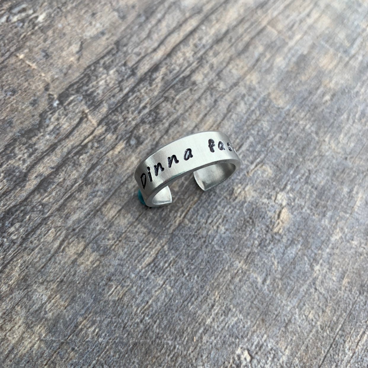 Dinna Fash- Hand Stamped Aluminum Ring- You Choose the Font