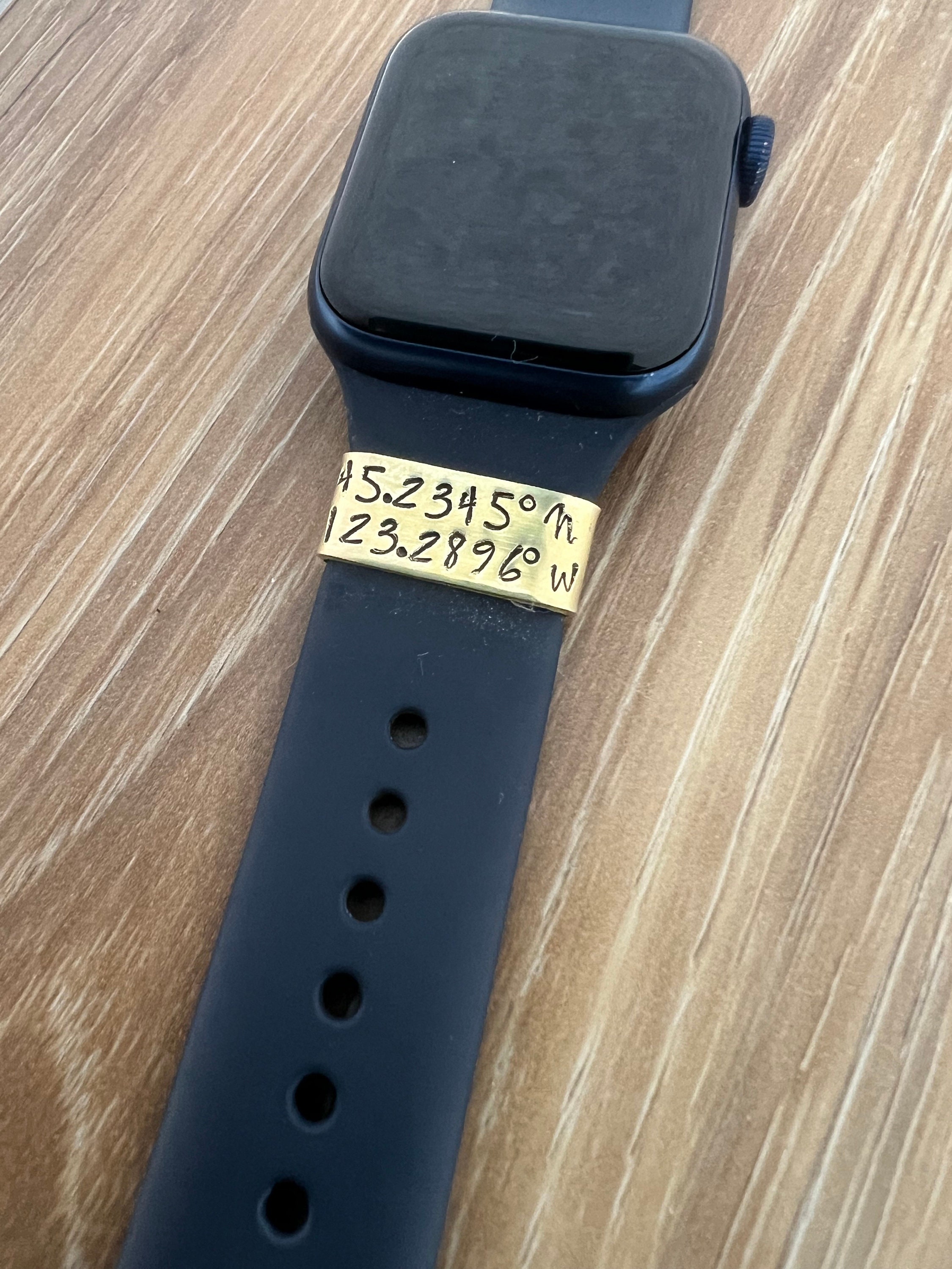 Custom Brass Watch Band Charm: Hand Stamped Personalized Tag, view 3