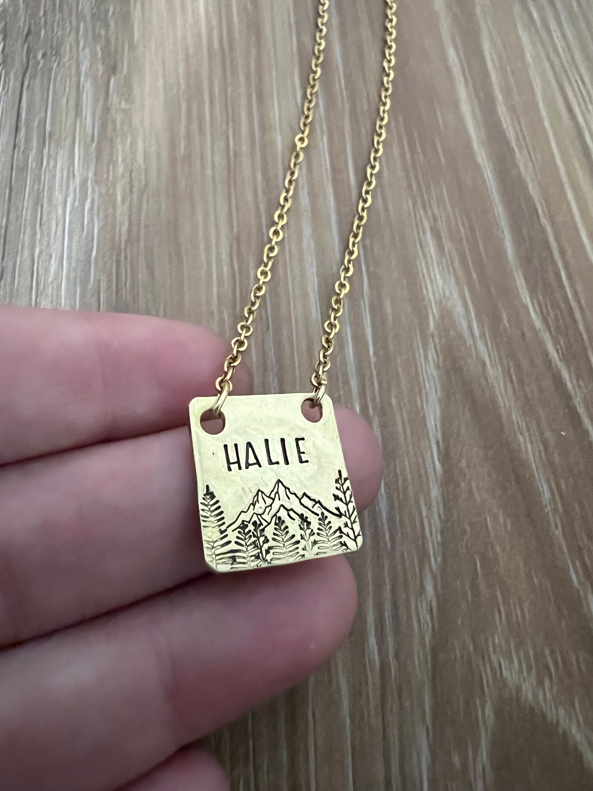Personalized Square Charm Necklace- Choose Your Phrase, Charm Metal and Chain, view 3