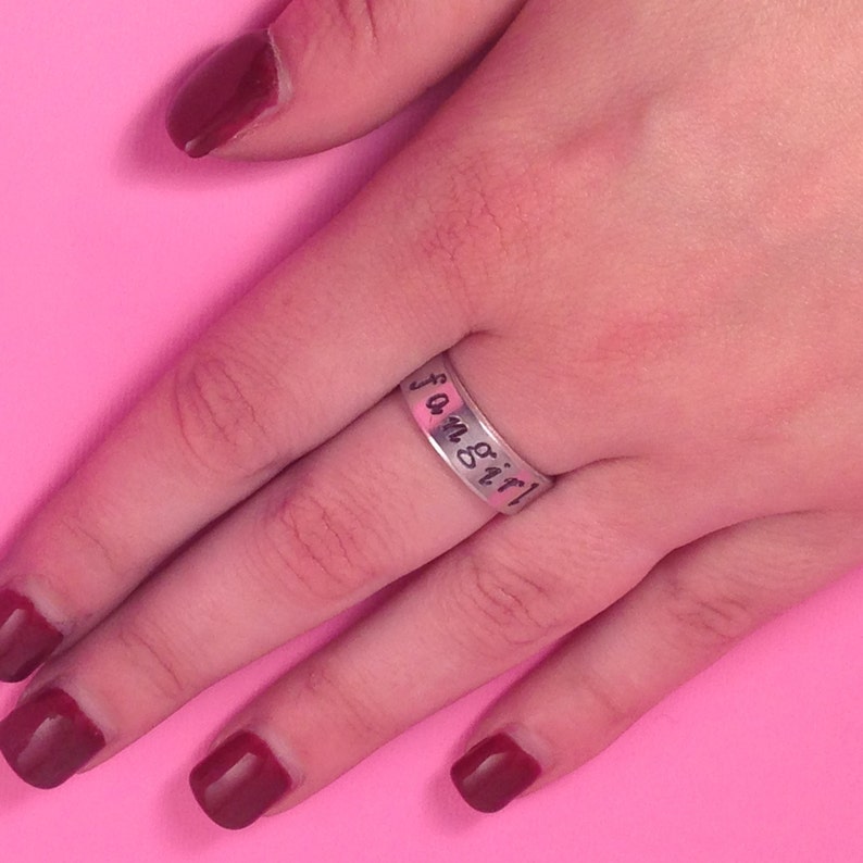 Fangirl Hand Stamped Aluminum Ring You Choose the Font