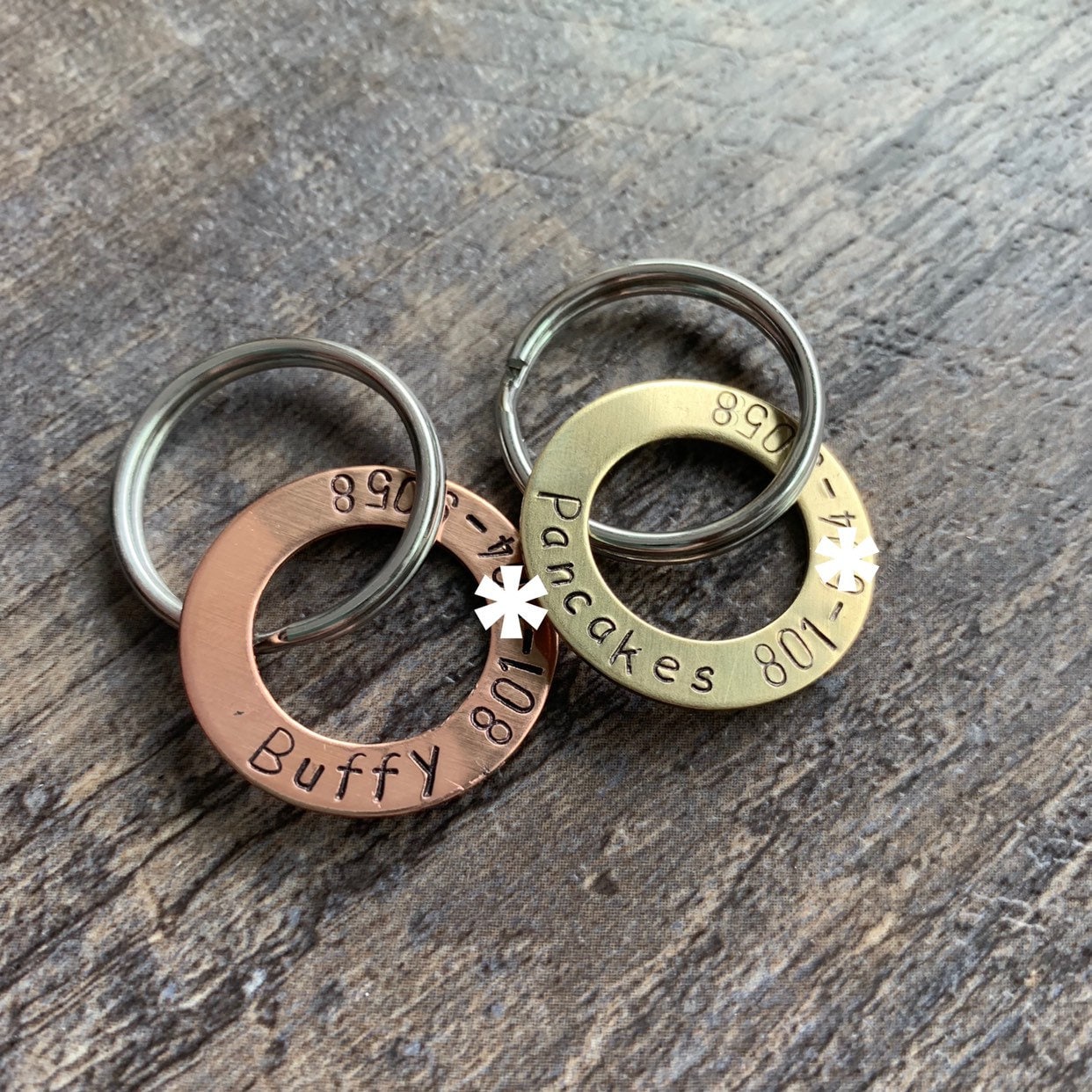 Custom Pet ID Tag: Hand Stamped Copper, Brass, or Aluminum Washer