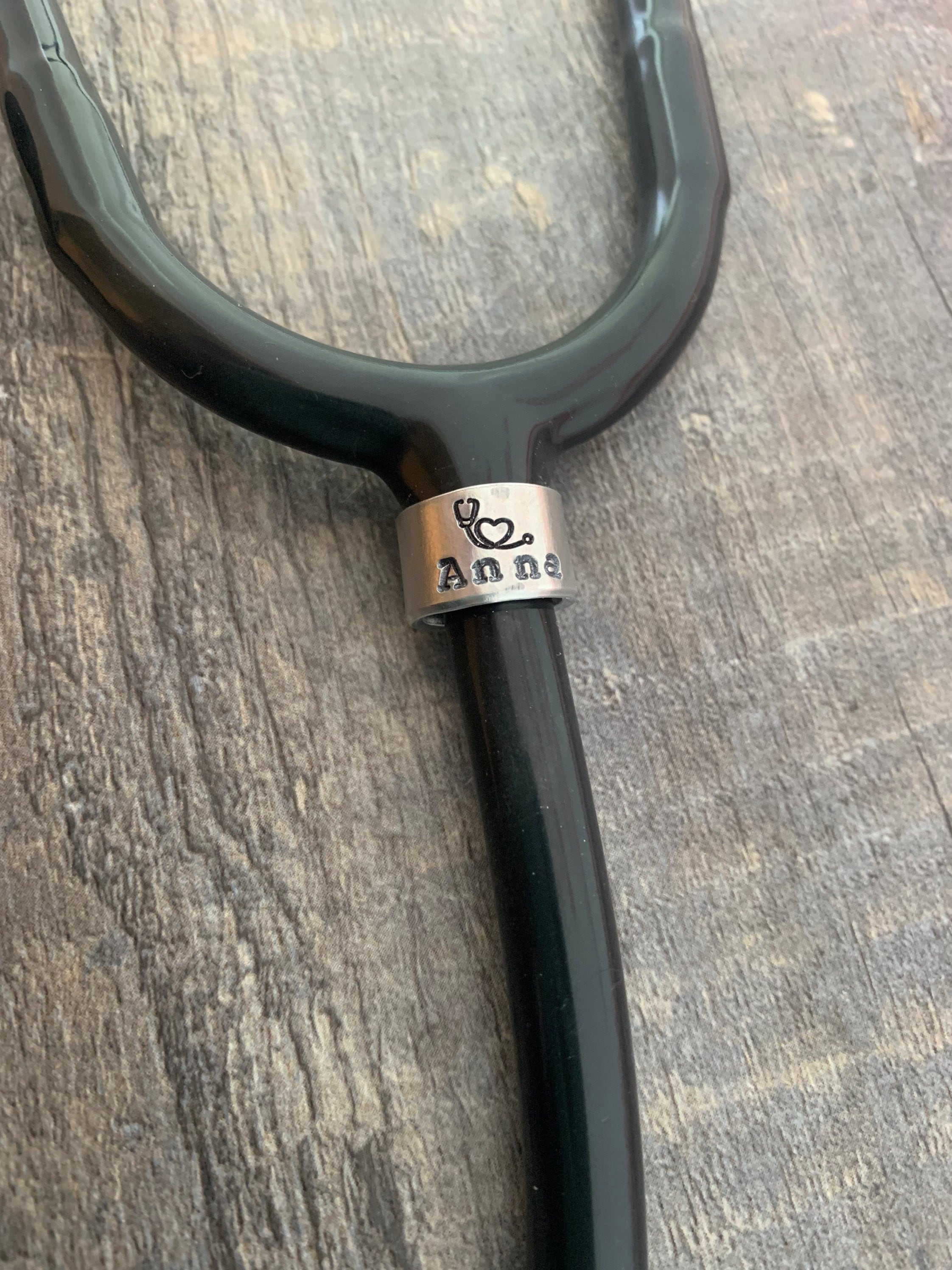 Hand Stamped Custom Name Stethoscope ID Tag: Aluminum Nurse Gift