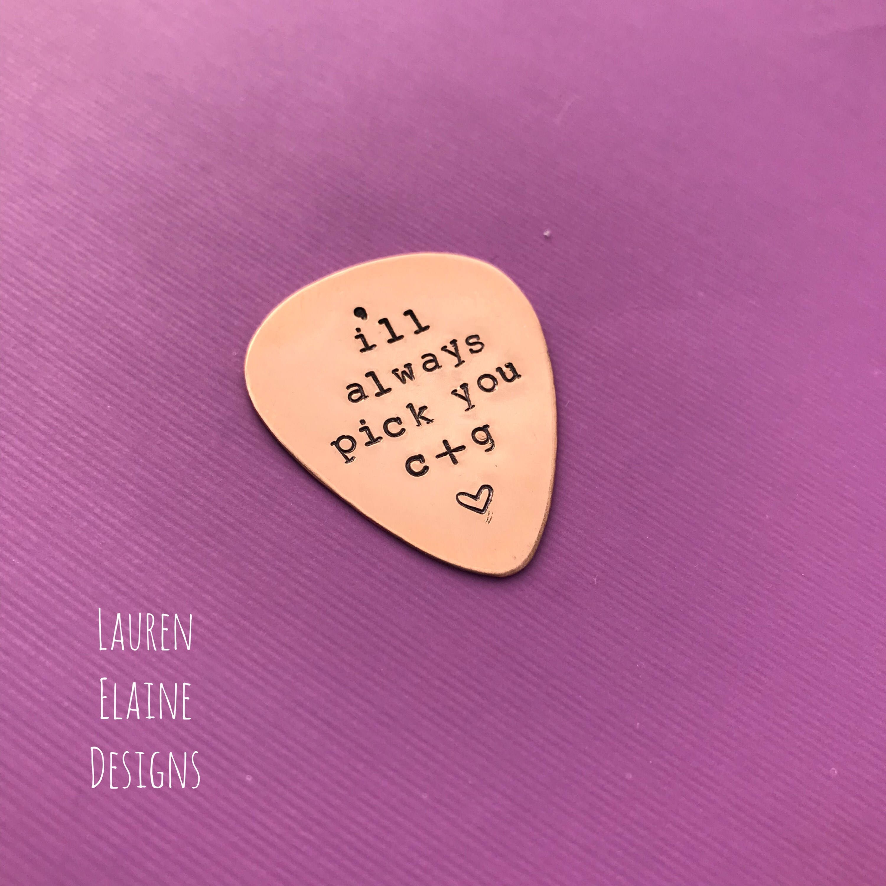 Hand Stamped Guitar Pick: Personalized Musician Gift, view 2