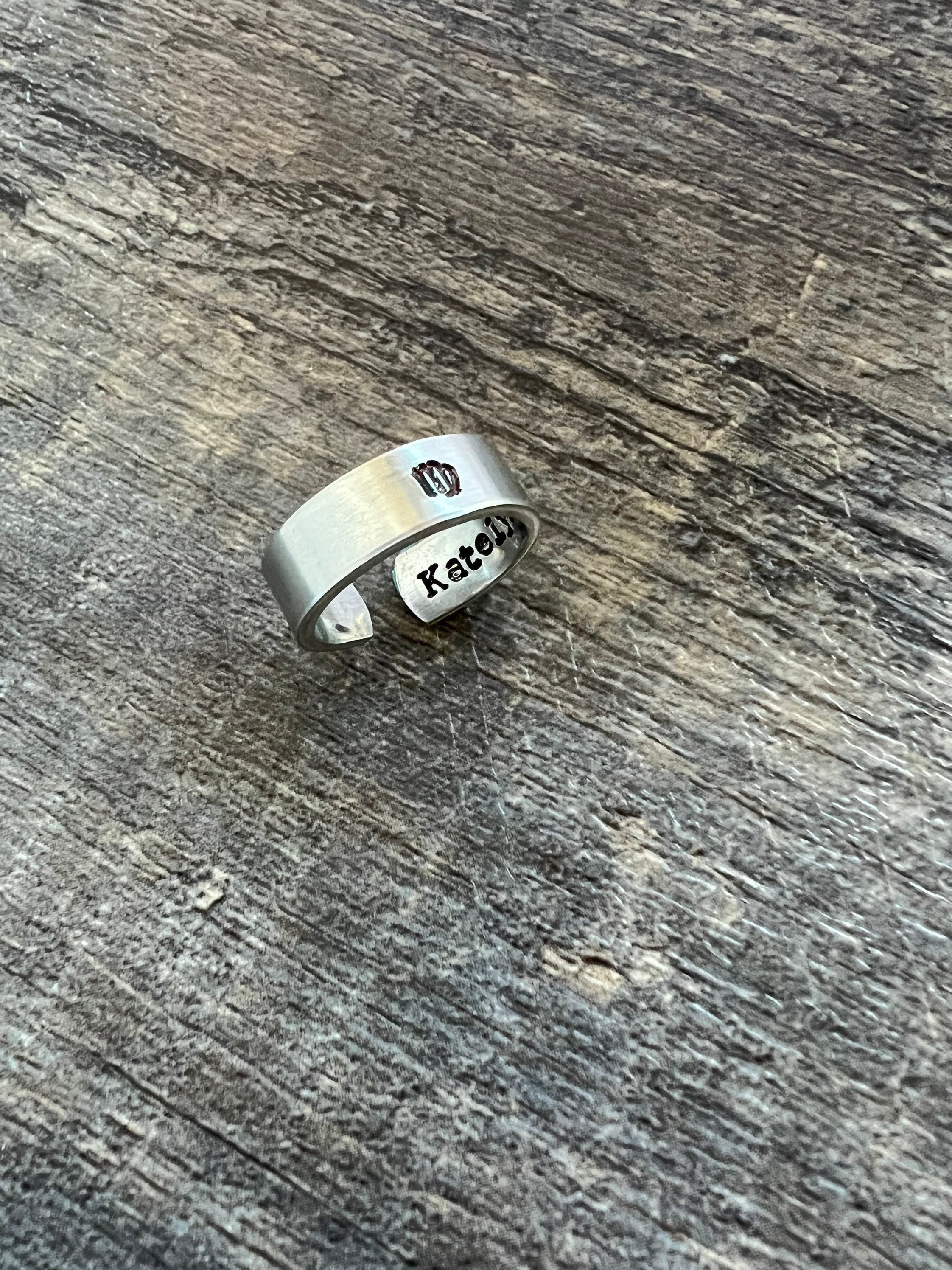 Personalized Zodiac Sign Aluminum Ring: Hand Stamped Name