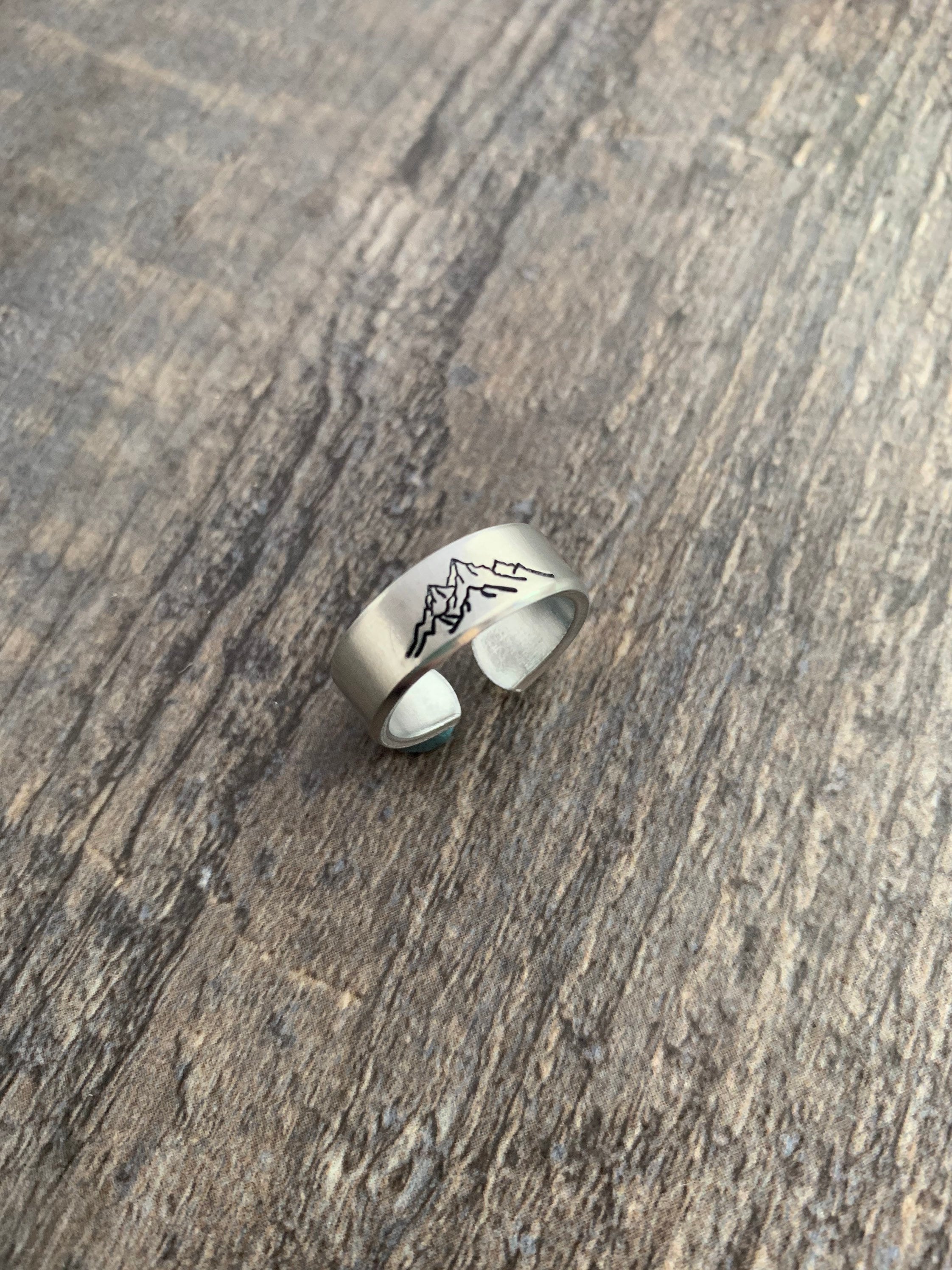 Mountain Ring- Hand Stamped Aluminum Ring