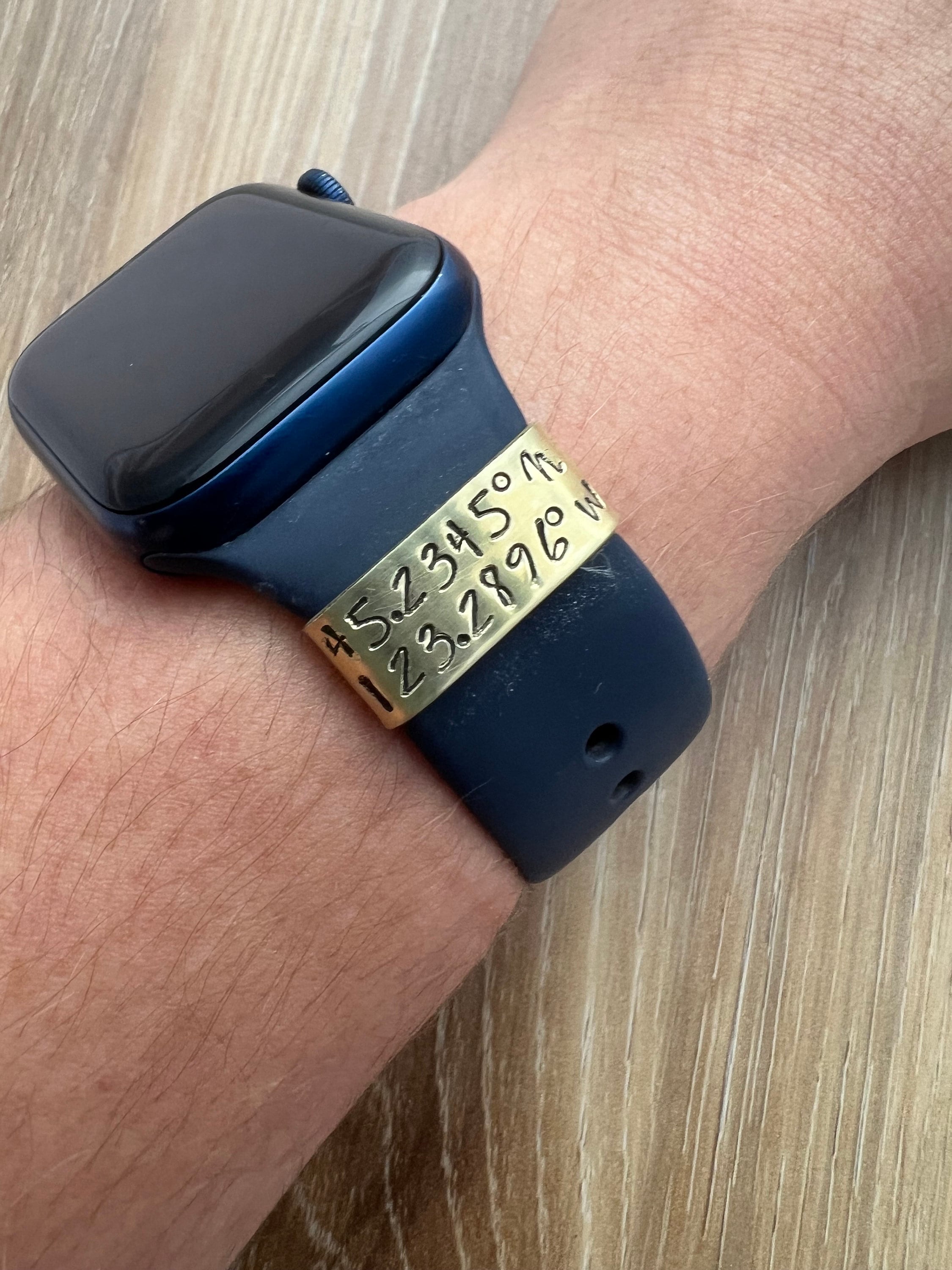 Custom Brass Watch Band Charm: Hand Stamped Personalized Tag, view 4