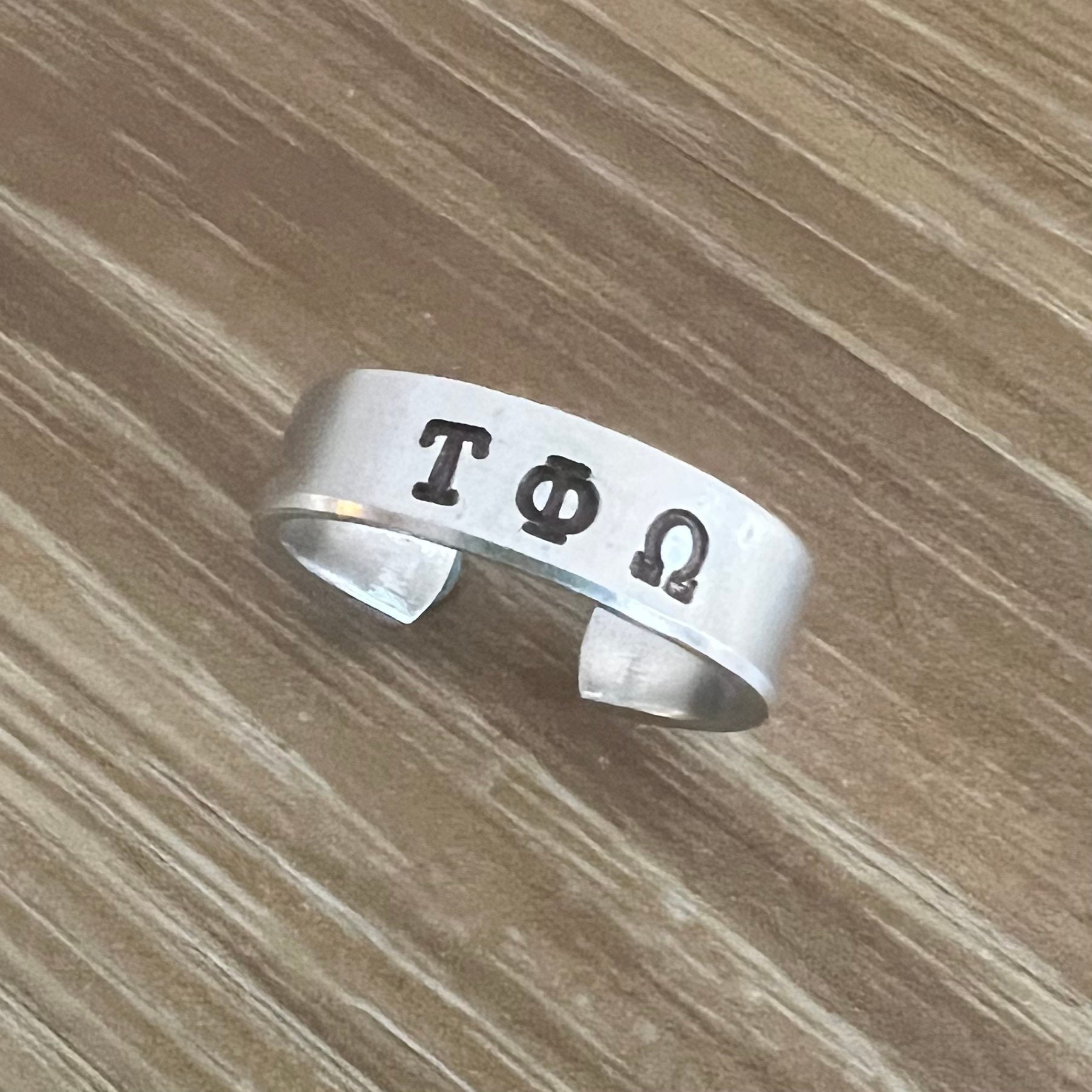 Custom Sorority Ring- Hand Stamped Greek Letters