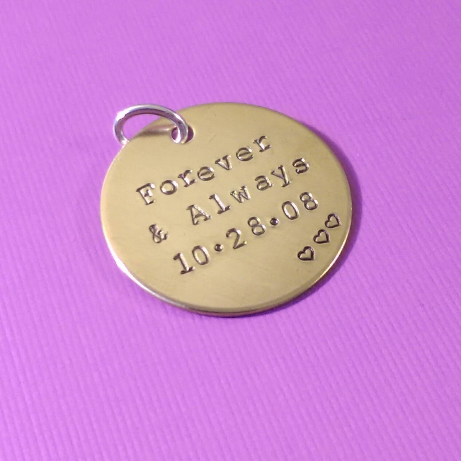 Custom Hand Stamped Brass 1 inch Charm- Pick Your Own Phrase, view 4