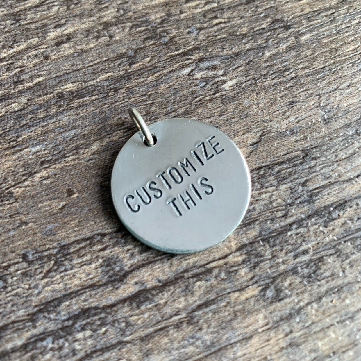 Custom Hand Stamped Aluminum Charm: Personalized Phrase, 1 inch