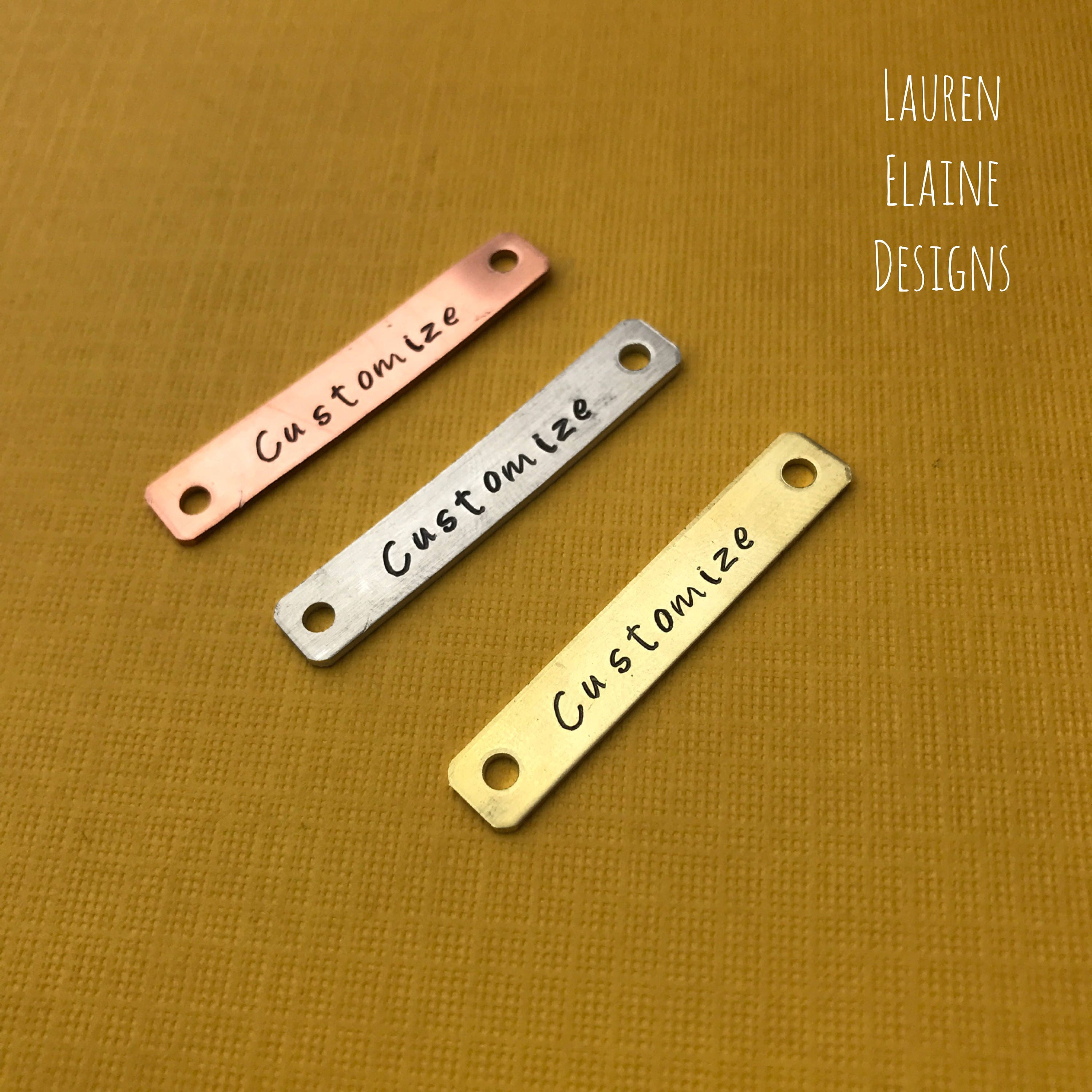 Custom Hand Stamped Metal Bracelet Charm: Personalized Tag, view 2
