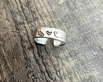 Custom State Ring -Hand Stamped Aluminum Ring