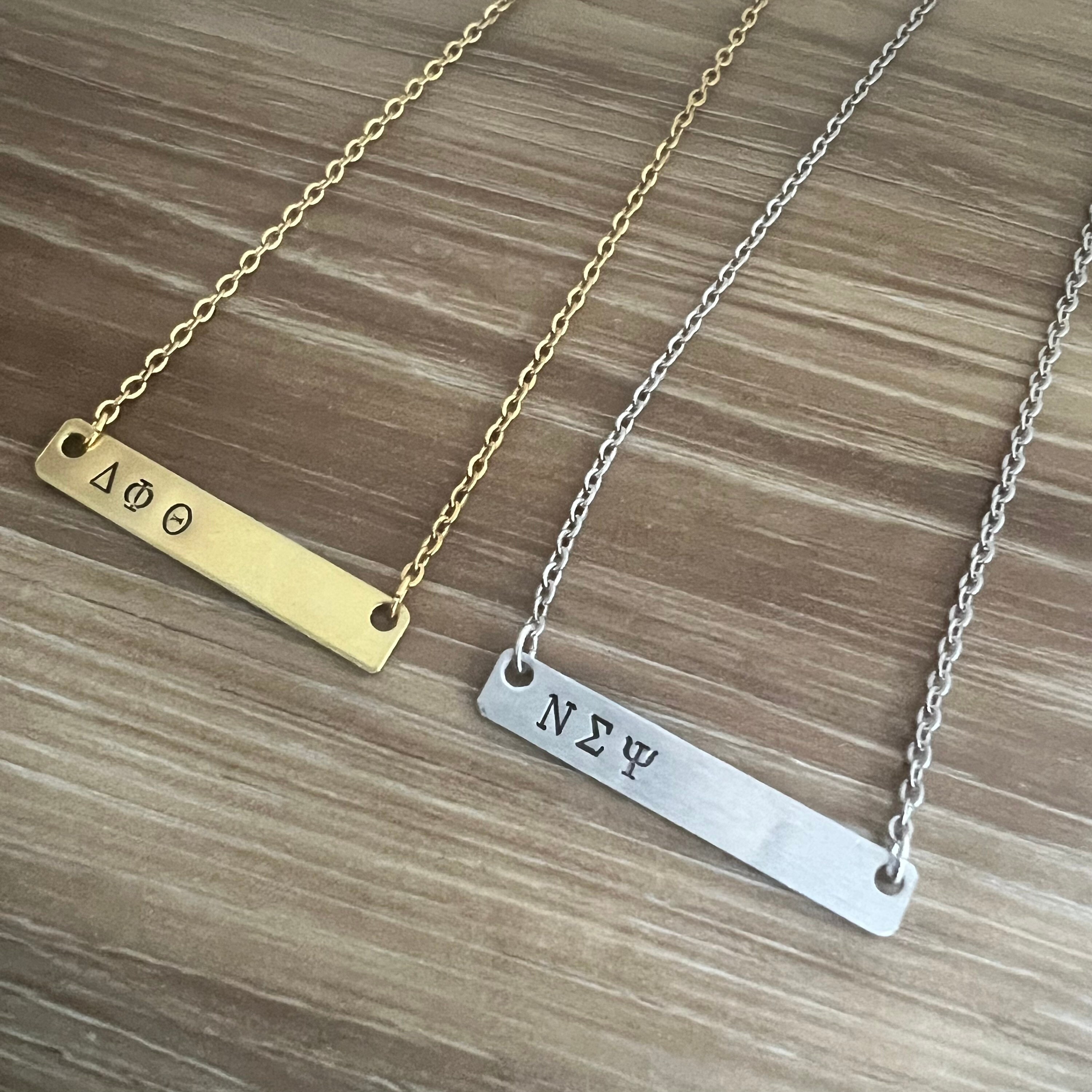 Custom Greek Letter Bar Necklace- Sorority Necklace, view 2
