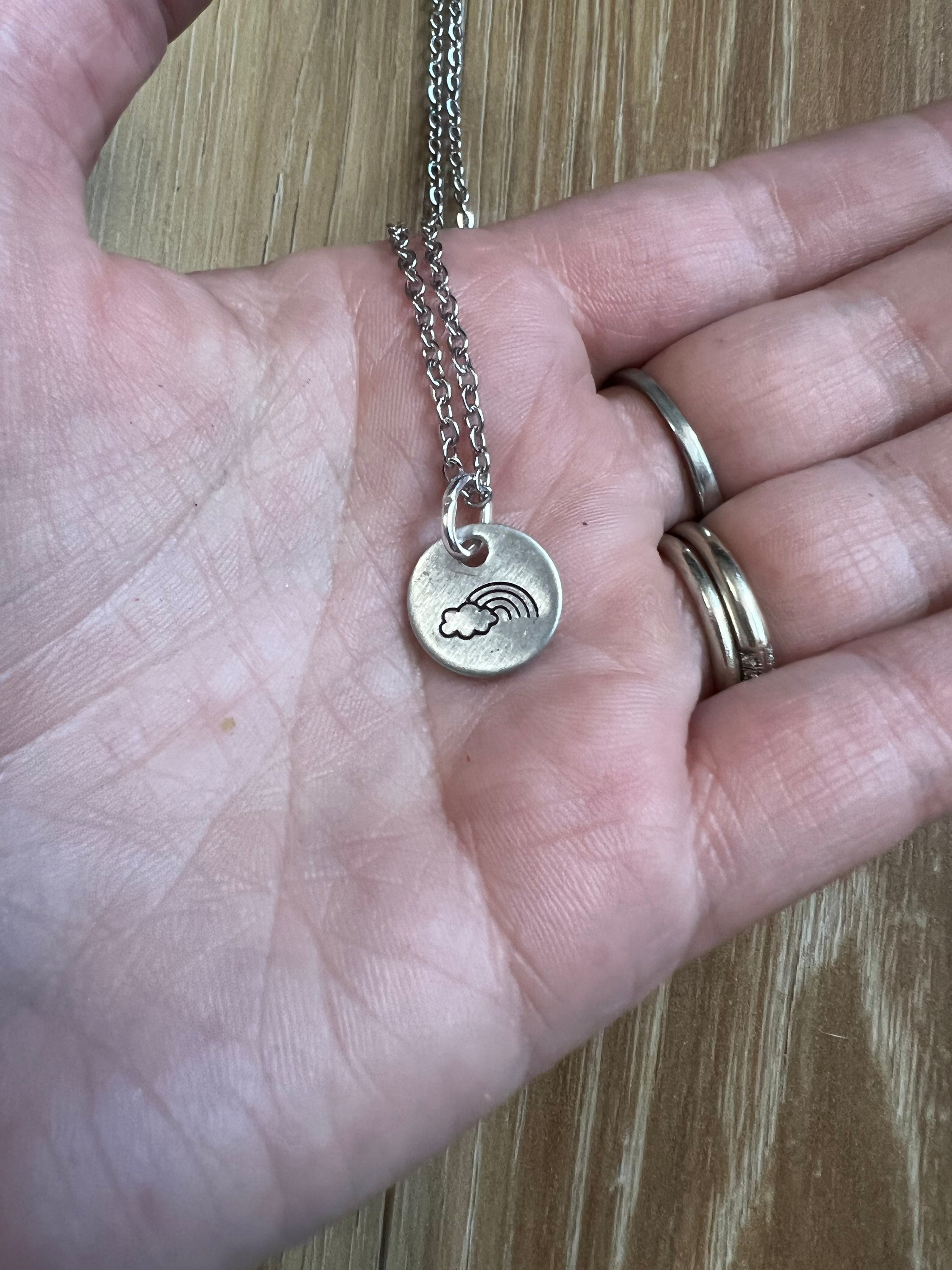 Rainbow Charm Necklace- Hand Stamped, view 3