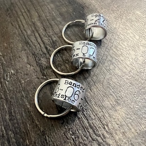 Custom Duck Band Style Keychain-  Hand Stamped Aluminum Ring- Personalized Baby Name, Anniversary Gift for Him