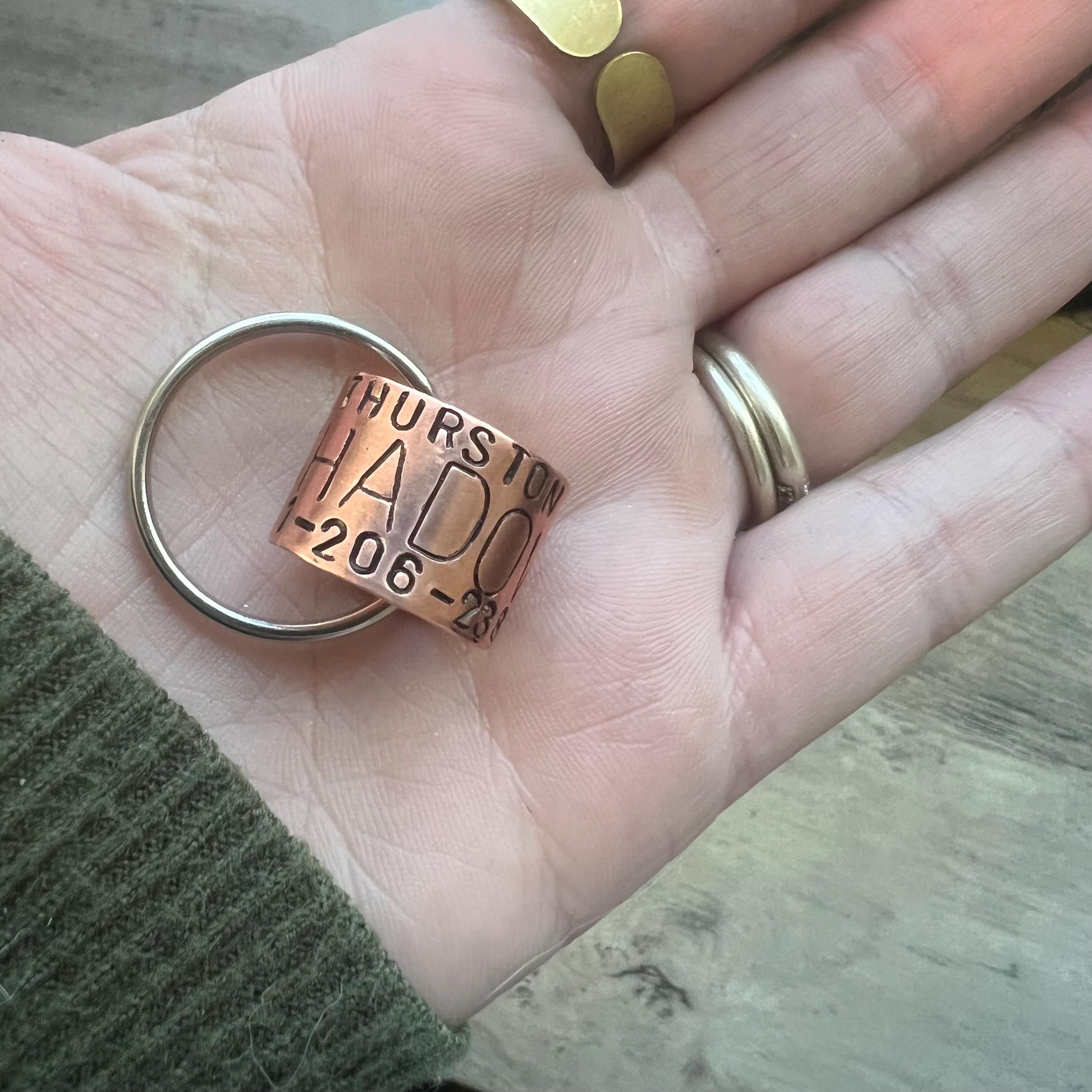 Personalized Copper, Brass, or Aluminum Duck Band-Style Keychain, view 5