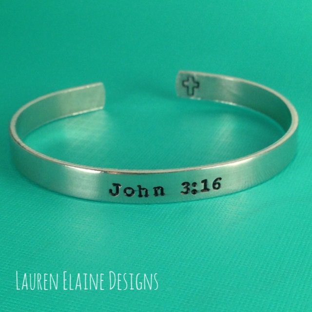 Hand Stamped Bible Verse Bracelet: Sterling Silver, Copper, or Brass, view 2