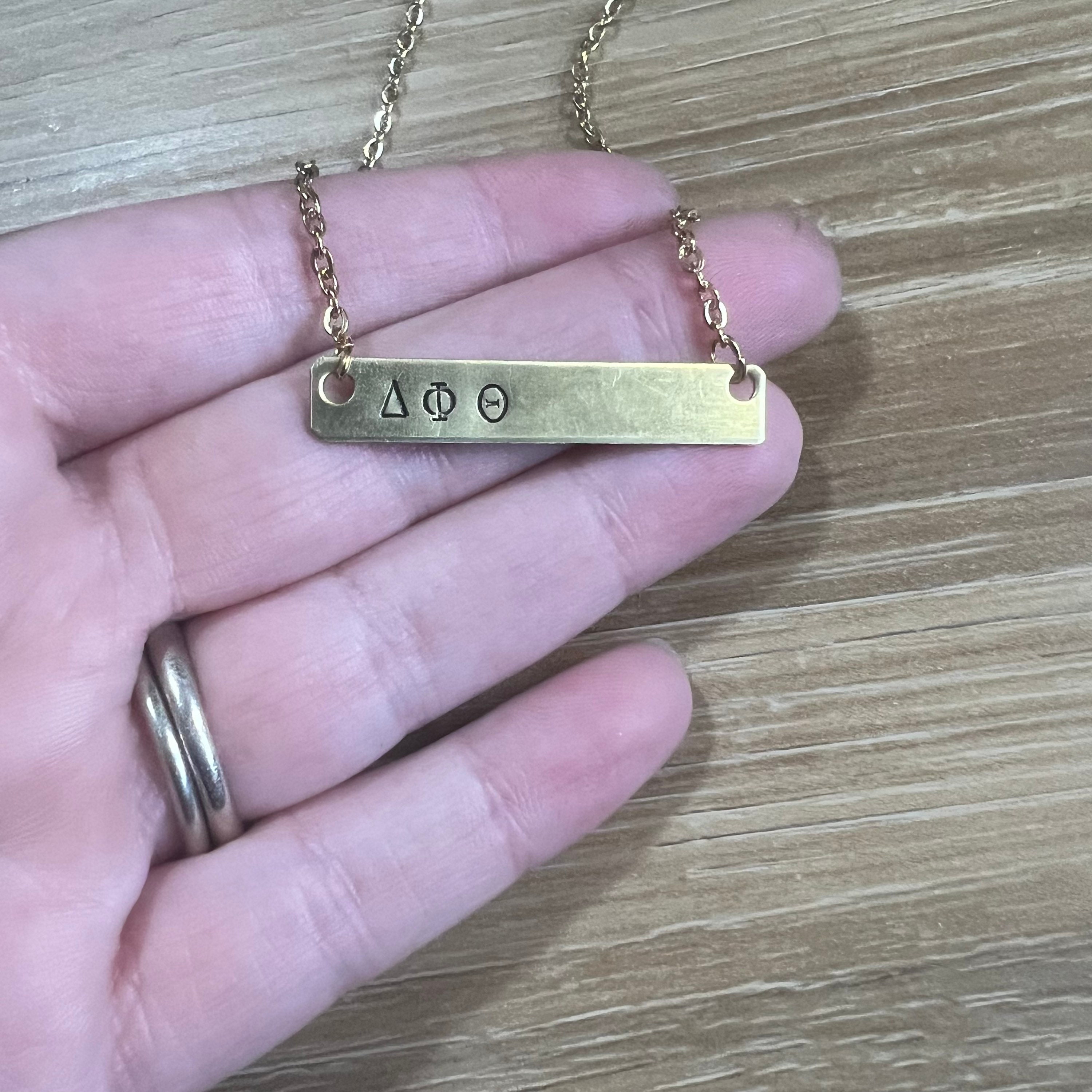 Custom Greek Letter Bar Necklace- Sorority Necklace, view 3