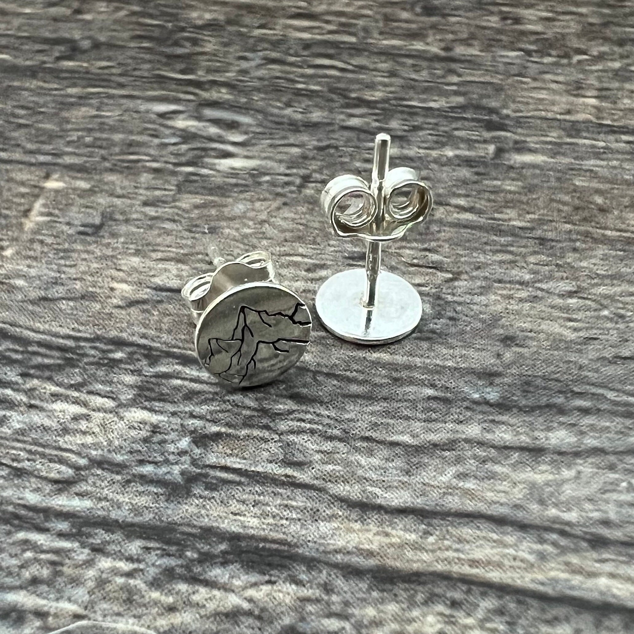 Mountain Sterling Silver Stud Earrings, view 2