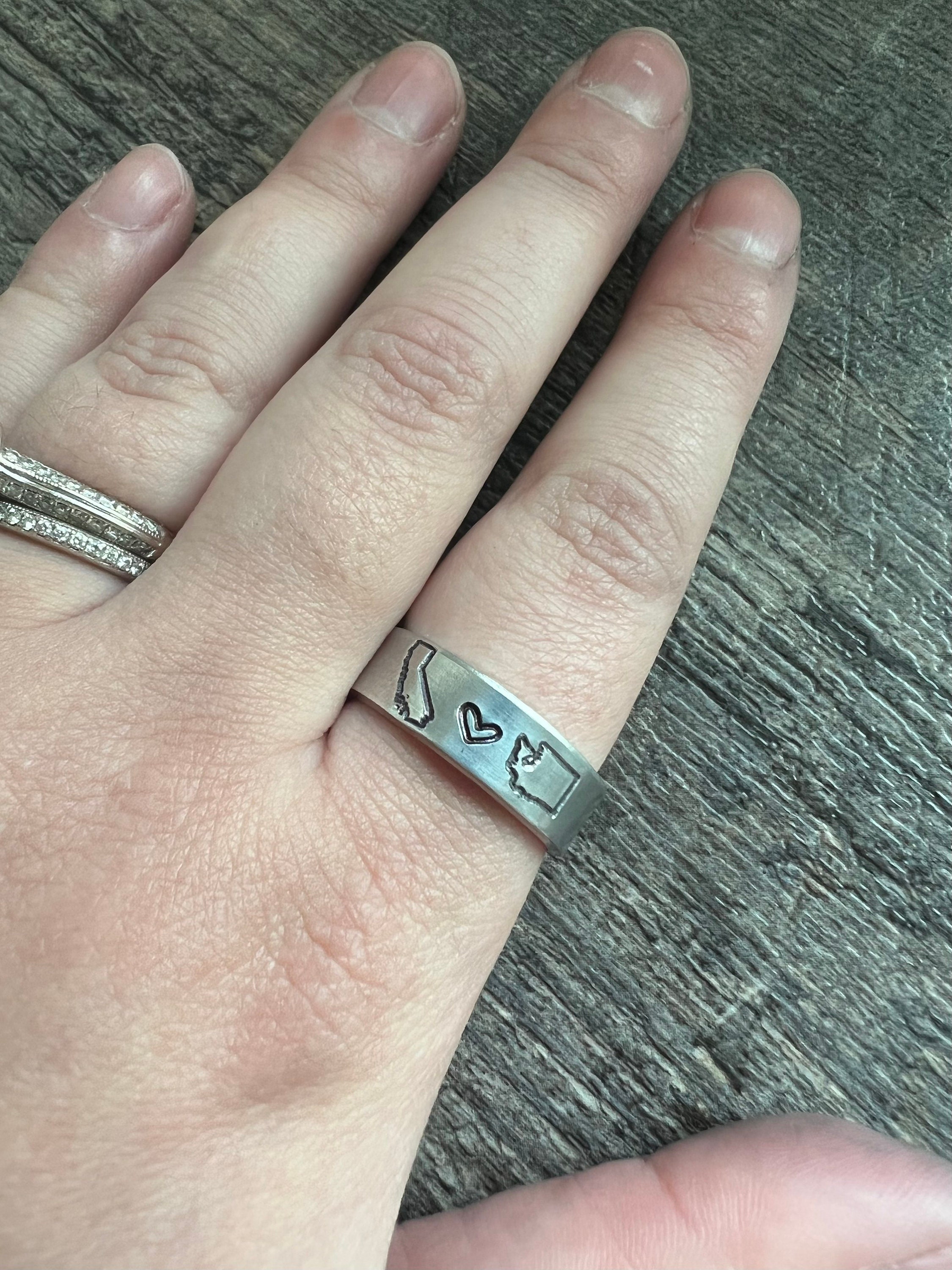 Custom State Ring -Hand Stamped Aluminum Ring, view 3