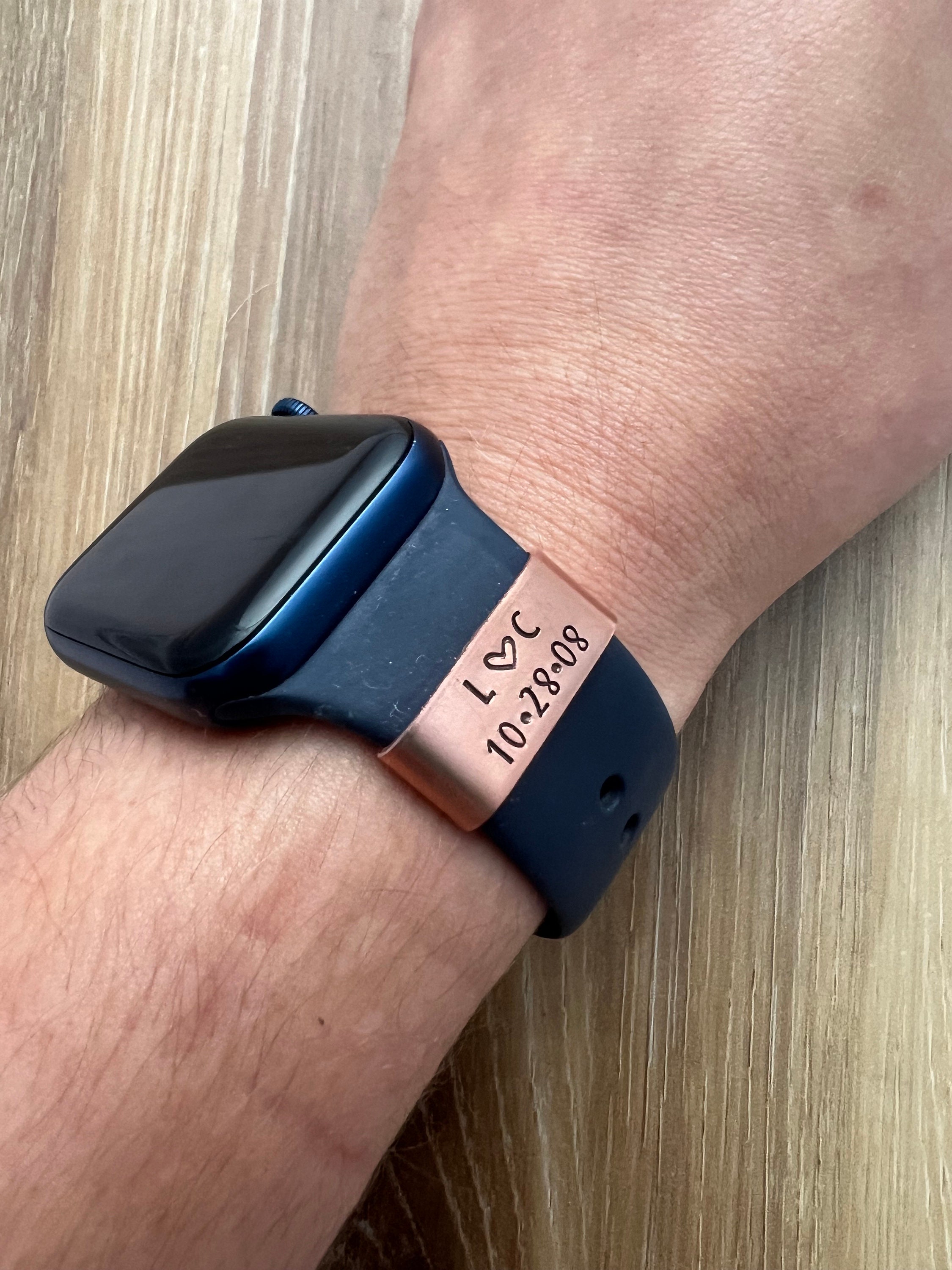 Custom Copper Watch Band Charm: Hand Stamped Personalized Tag, view 2