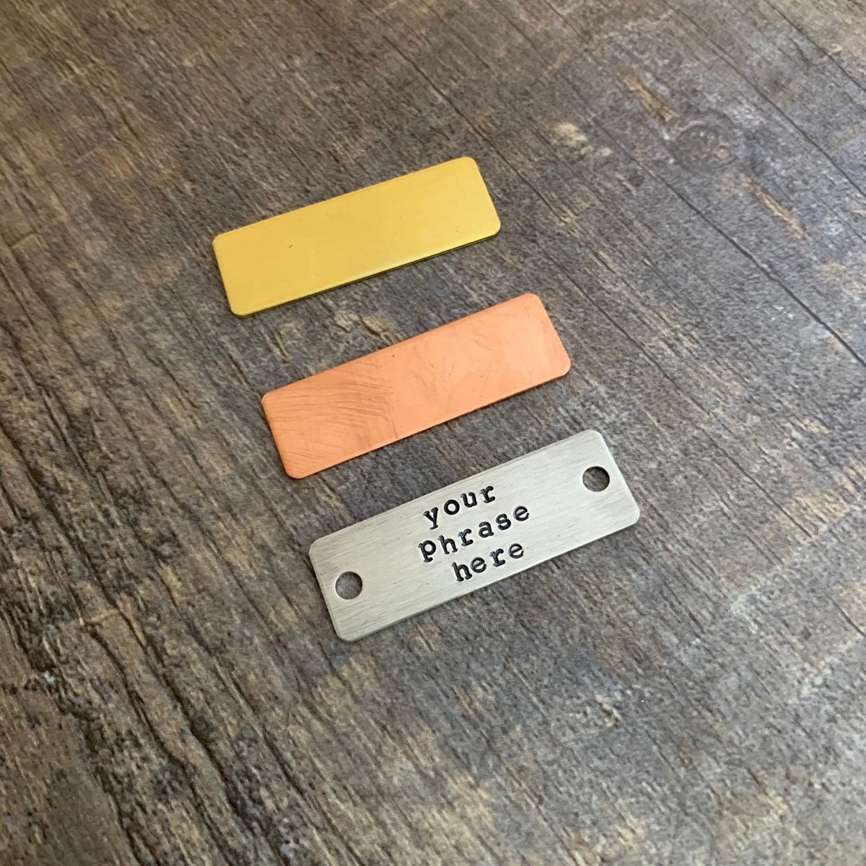 Custom Hand Stamped Bracelet Tag: Copper, Brass, or Aluminum, view 2