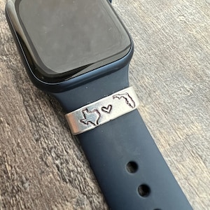 Custom State Watch Band Charm Tag -Hand Stamped Smart Watch Band Charm or Tag