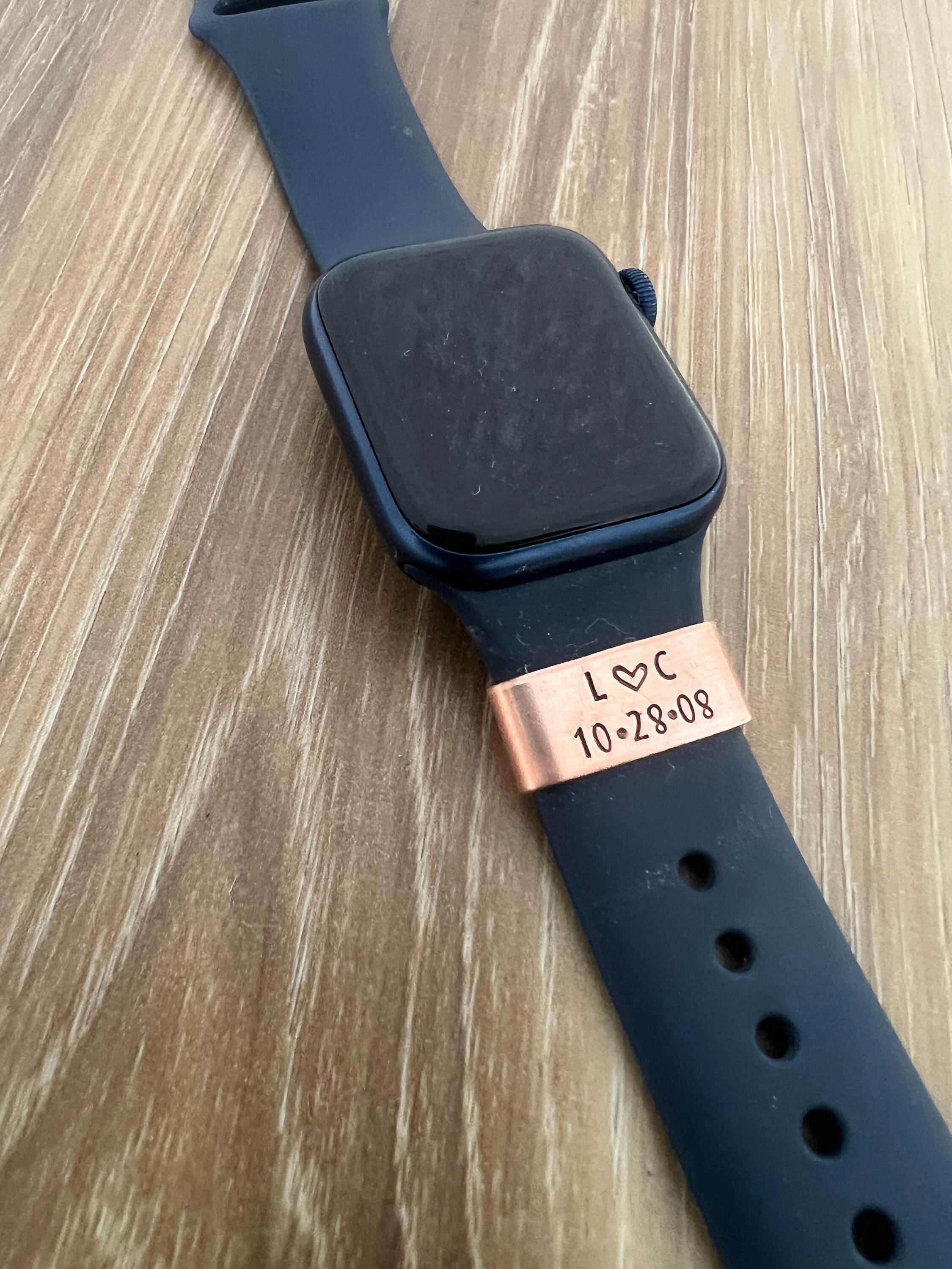 Custom Copper Watch Band Charm: Hand Stamped Personalized Tag, view 4