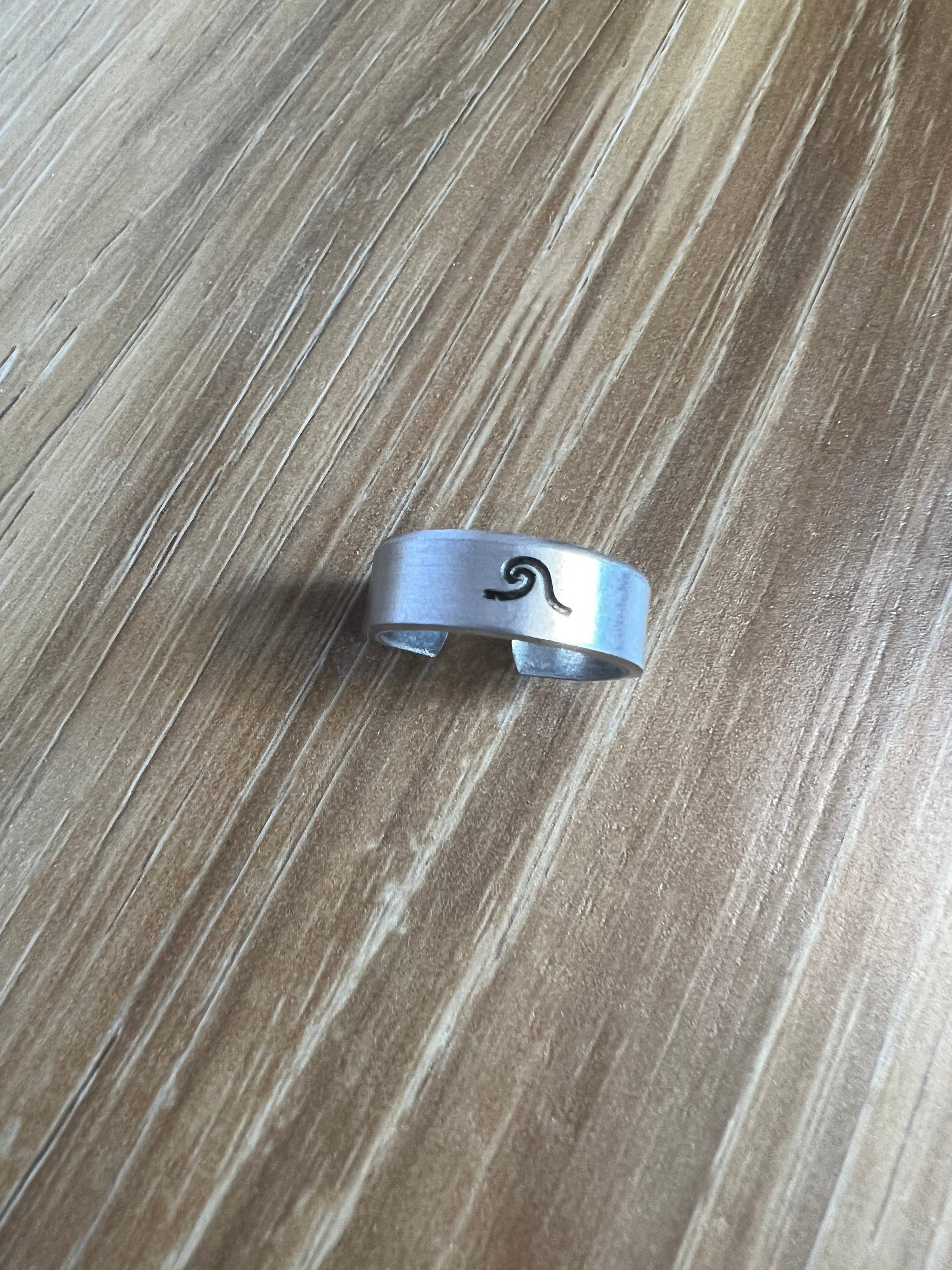 Ocean Wave Ring- Hand Stamped Aluminum Ring, view 2