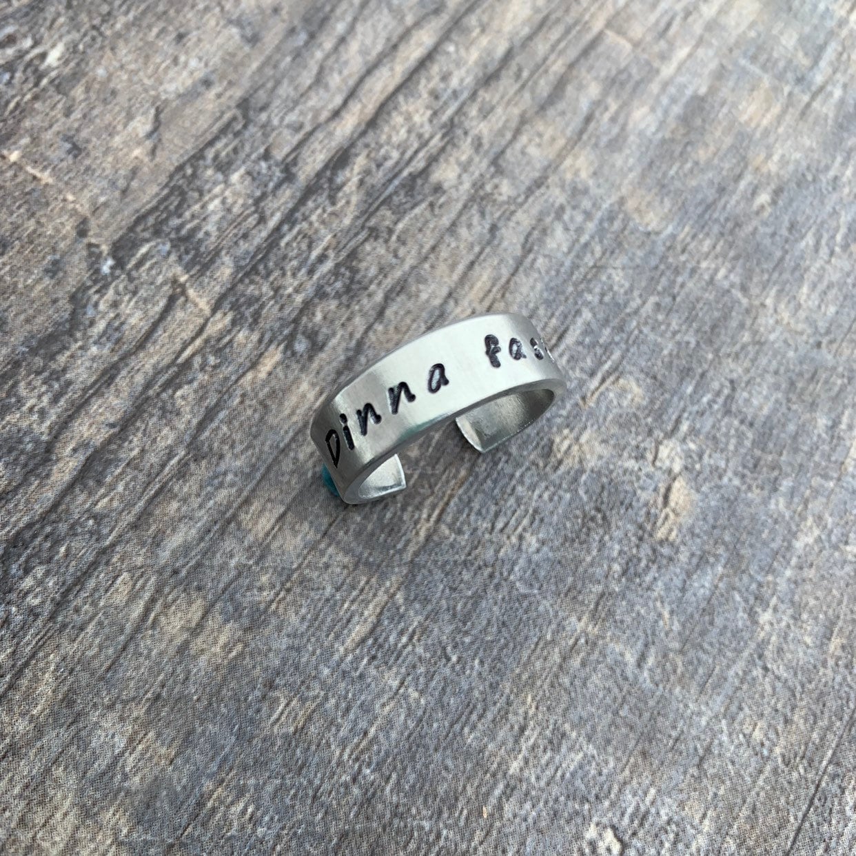 Dinna Fash- Hand Stamped Aluminum Ring- You Choose the Font, view 3