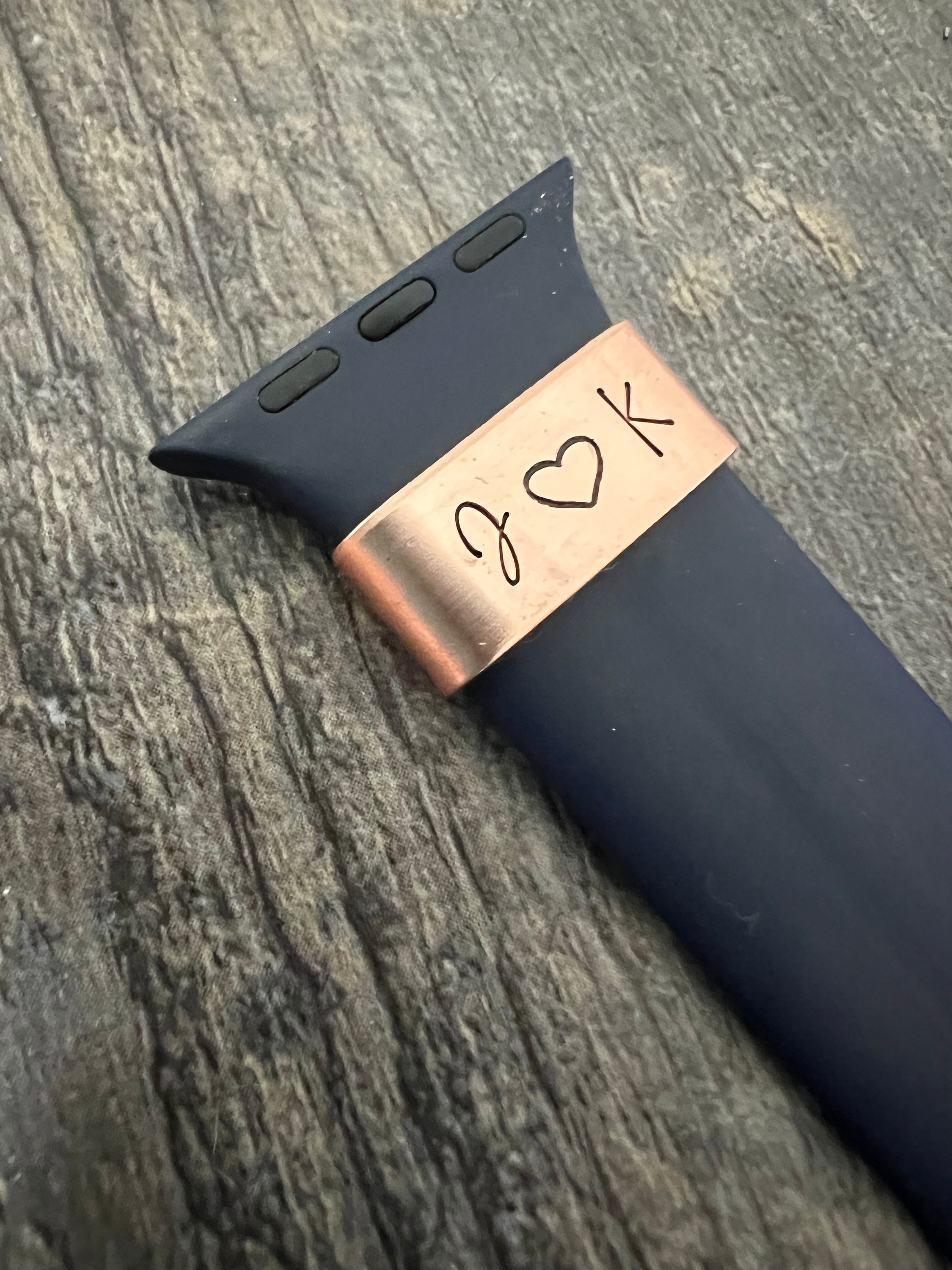 Custom Copper Watch Band Charm: Hand Stamped Personalized Tag, view 3