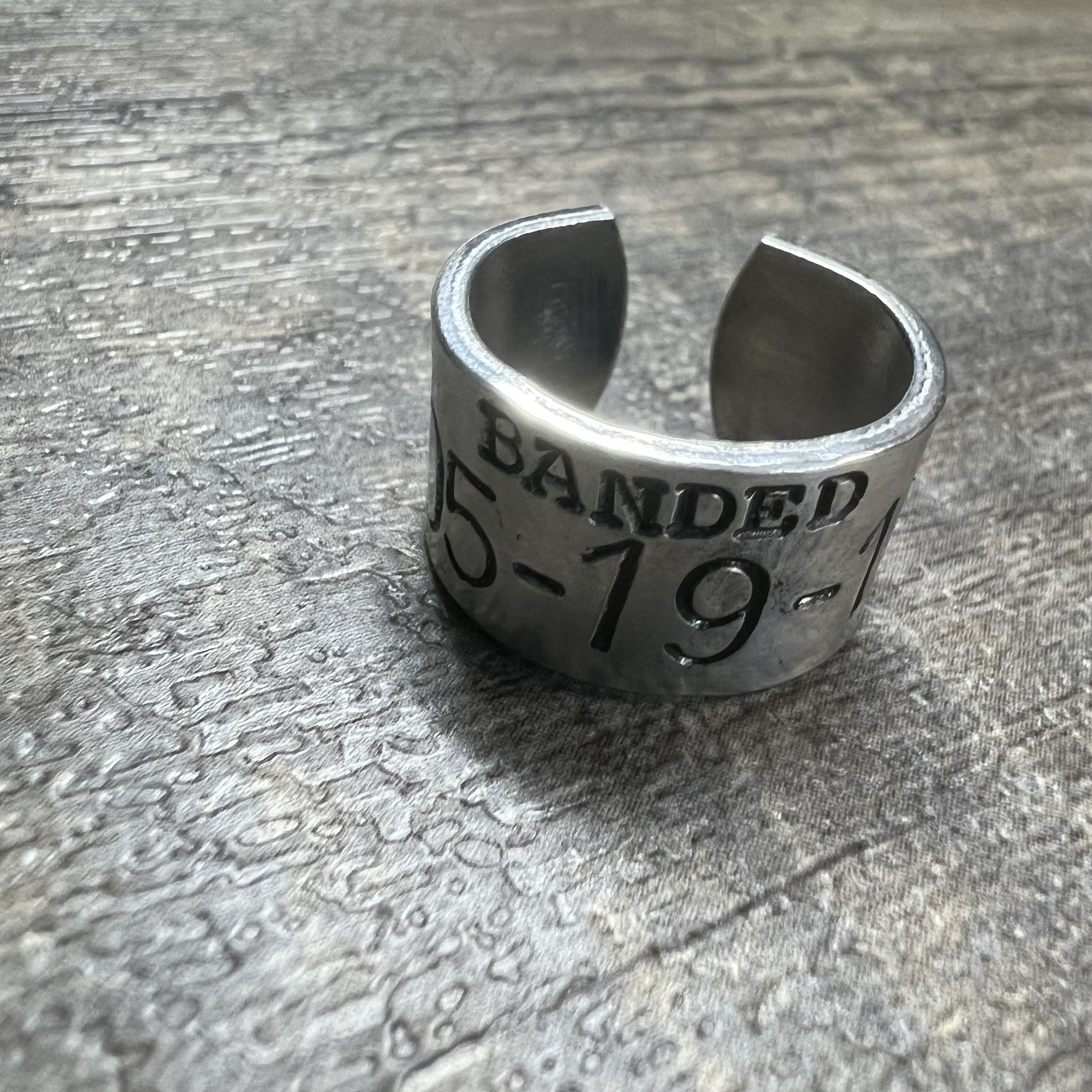 Custom Duck Band Style Ring- Hand Stamped Aluminum Ring- Personalized Anniversary Gift for Him, view 3