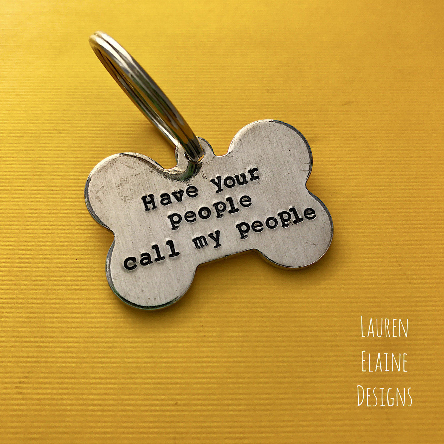 Custom Hand Stamped Pet ID Tag: "Have your people call my people", view 2
