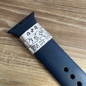 Custom Zodiac Big 3, Sun Moon Rising, Watch Band Charm Tag -Hand Stamped Smart Watch Band Charm or Tag