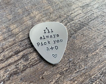 Hand Stamped Guitar Pick: Personalized Musician Gift