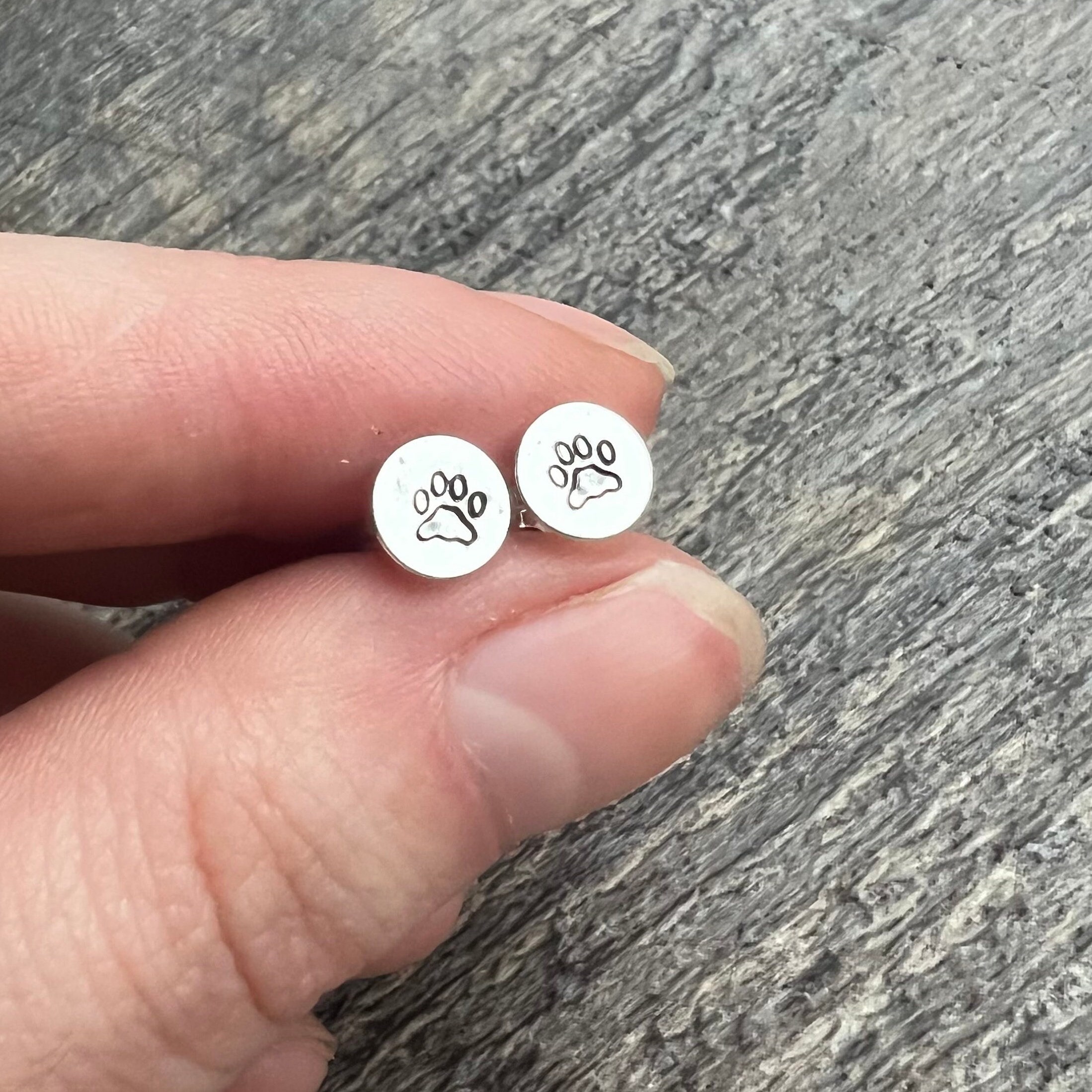 Sterling Silver Paw-Print Stud Earrings