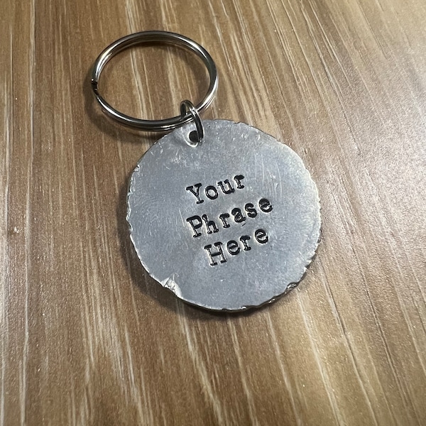 Personalized Large Pewter Disc Keychain- 1 1/4 Inch