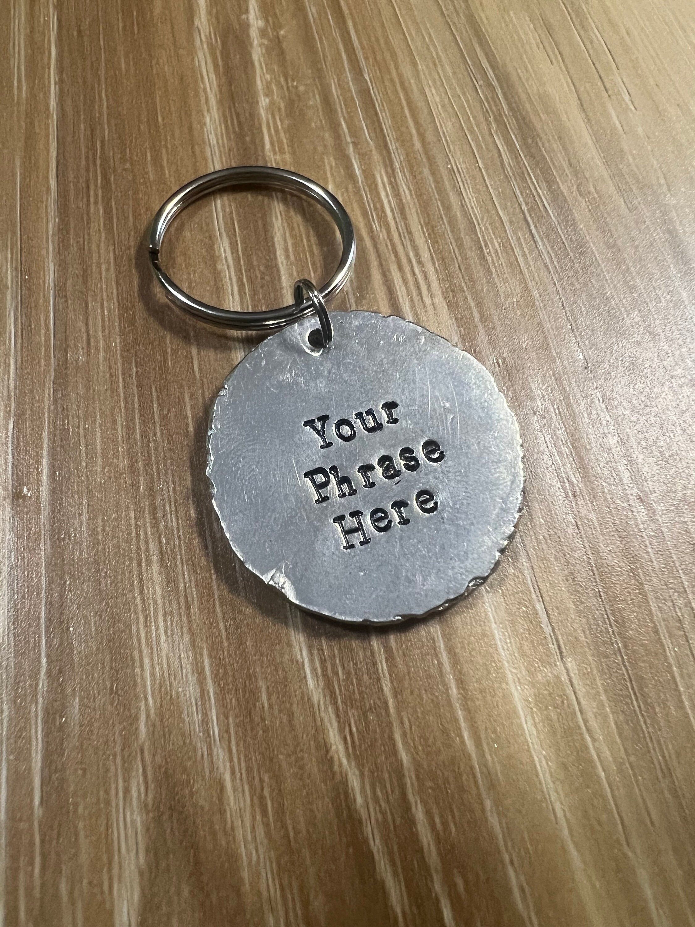 Personalized Large Pewter Disc Keychain- 1 1/4 Inch
