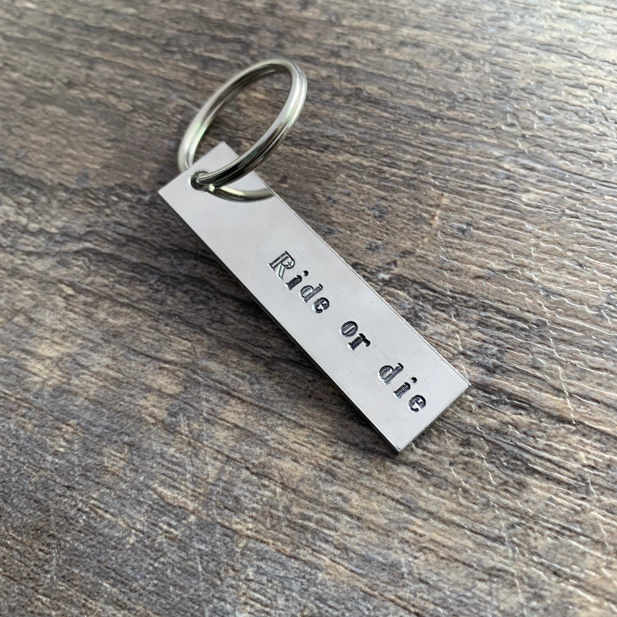 Ride Or Die - Best Friend, Couples, Anniversary Gift -Hand Stamped Aluminum Keychain