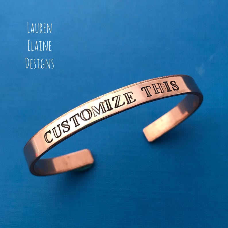 Custom Hand Stamped Copper Skinny Bracelet You Personalize Can Have Hidden Message image 2
