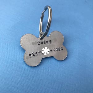 Have your People Call my People Custom Hand Stamped Aluminum Pet Tag with Name & Phone Number on Back image 5