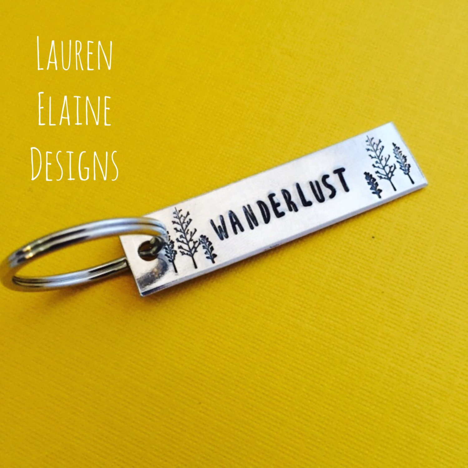Wanderlust Keychain: Hand Stamped Aluminum Traveler Gift, view 2
