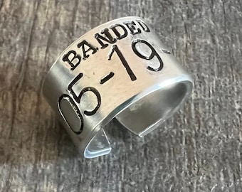 Custom Duck Band Style Ring-  Hand Stamped Aluminum Ring- Personalized Anniversary Gift for Him