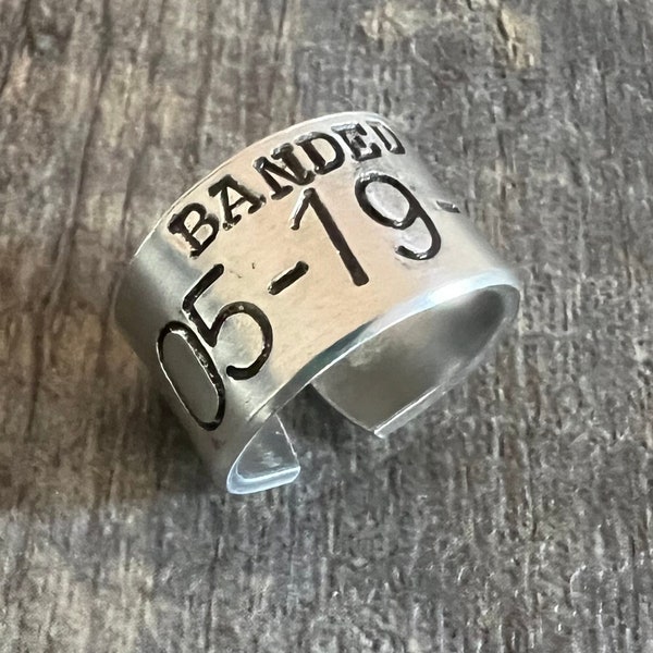 Custom Duck Band Style Ring-  Hand Stamped Aluminum Ring- Personalized Anniversary Gift for Him