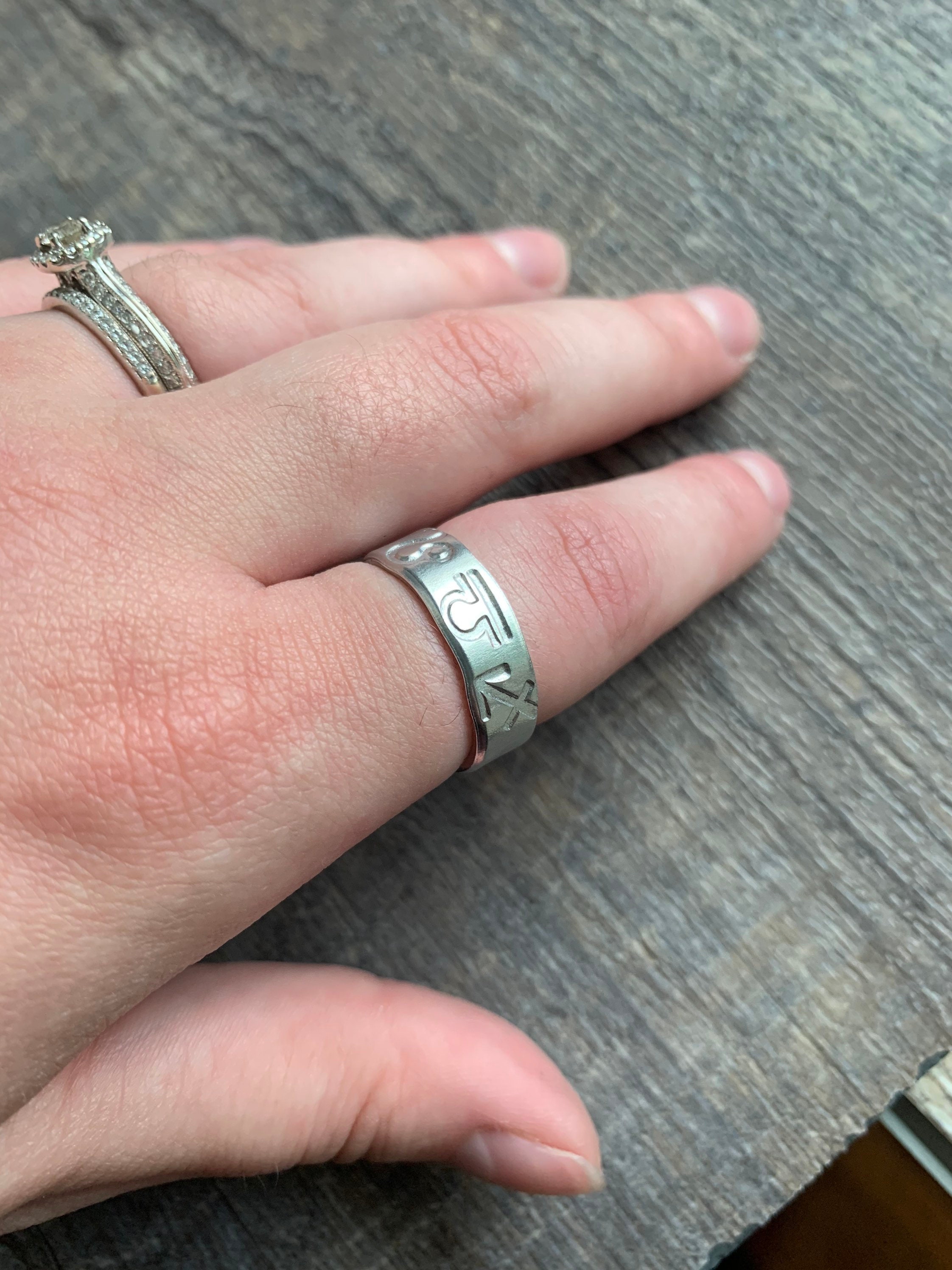 Hand Stamped Zodiac Sign Ring: Sun, Moon & Rising Signs, view 3