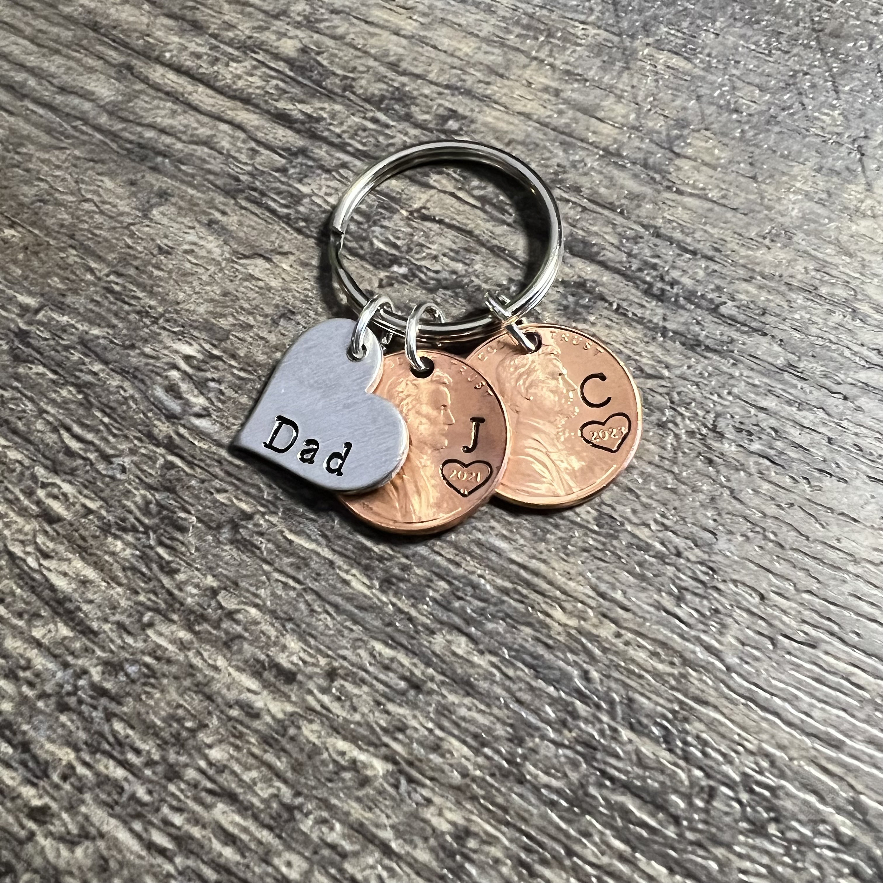 Father's Day Penny Keychain Gift - Personalized Family Initials and Birth Year, Gift for Dad, Birthday Gift for Dad. Grandpa Birthday Gift, view 3