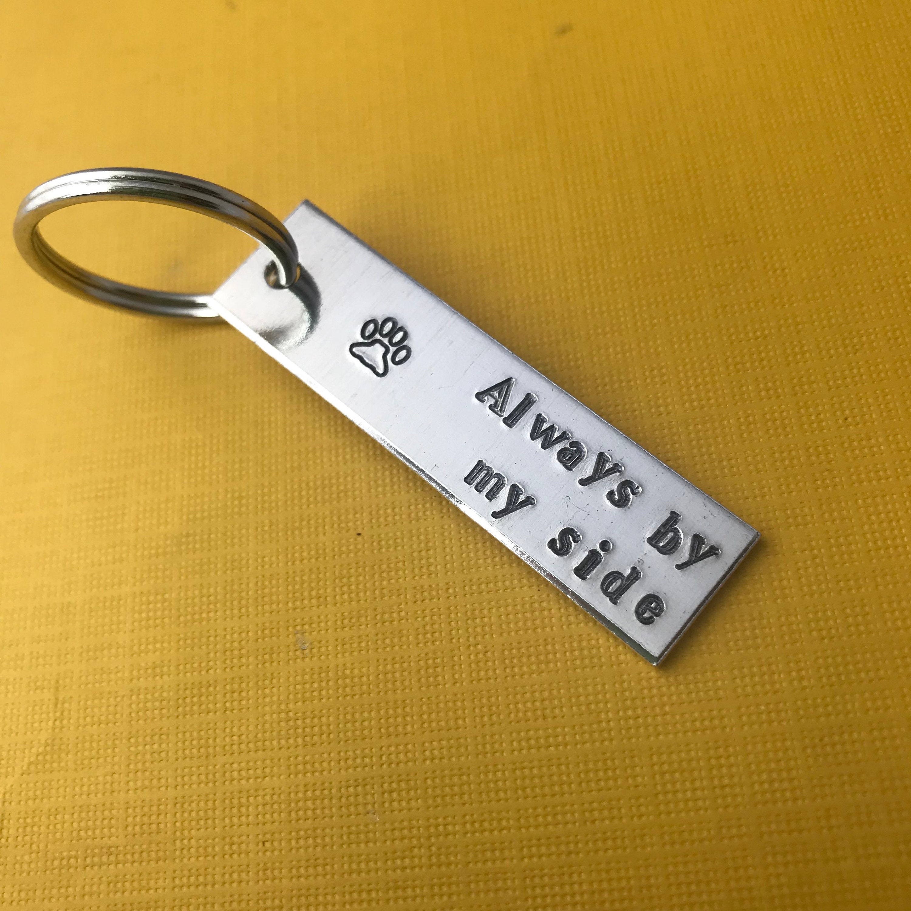 Always By My Side - Pet Memorial- Hand Stamped Aluminum Keychain, view 3